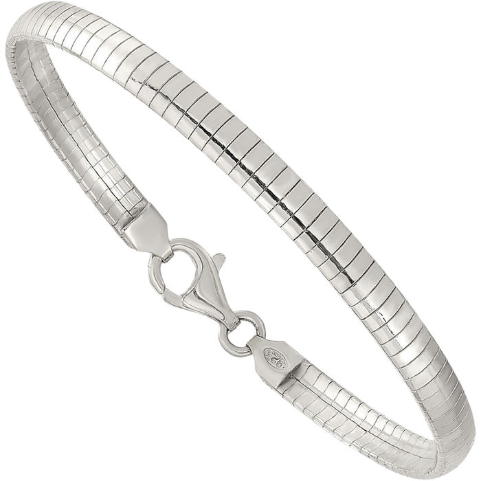 925 Sterling Silver 4mm Cubetto Omega Snake Chain Bracelet