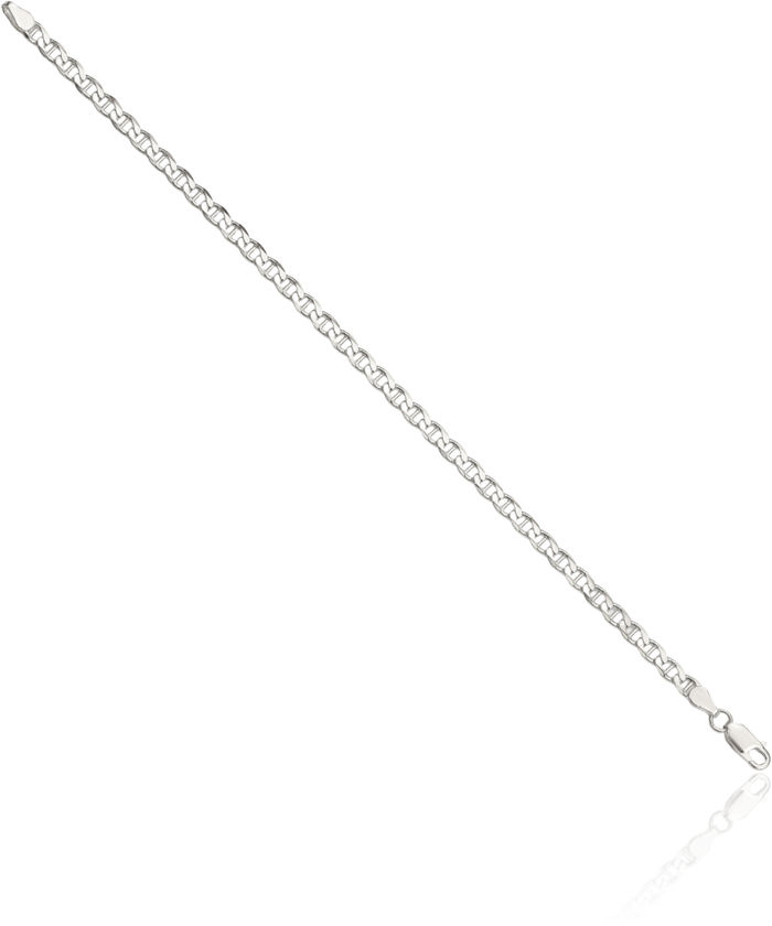 925 Sterling Silver 4mm Anchor Mariner Curb Link Chain Bracelet
