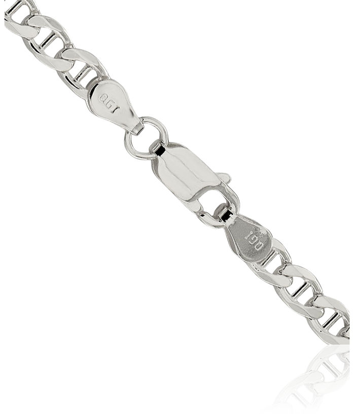 925 Sterling Silver 4mm Anchor Mariner Curb Link Chain Necklace