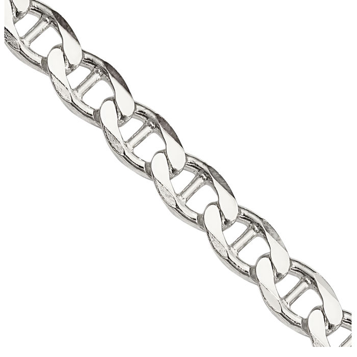 925 Sterling Silver 4mm Anchor Mariner Curb Link Chain Necklace