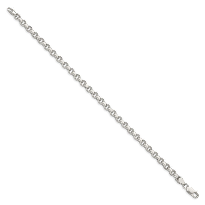 925 Sterling Silver 4mm Cable Rolo Link Chain Bracelet