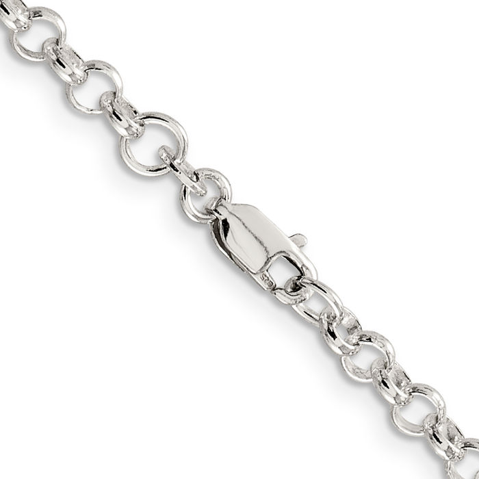 925 Sterling Silver 4mm Cable Rolo Link Chain Belcher Necklace