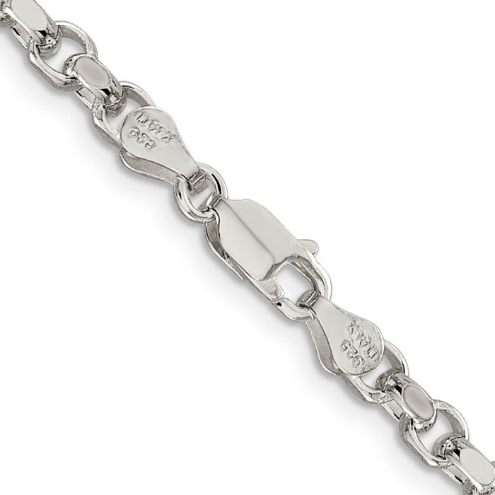 925 Sterling Silver 4mm Cable Rolo Link Chain Belcher Necklace