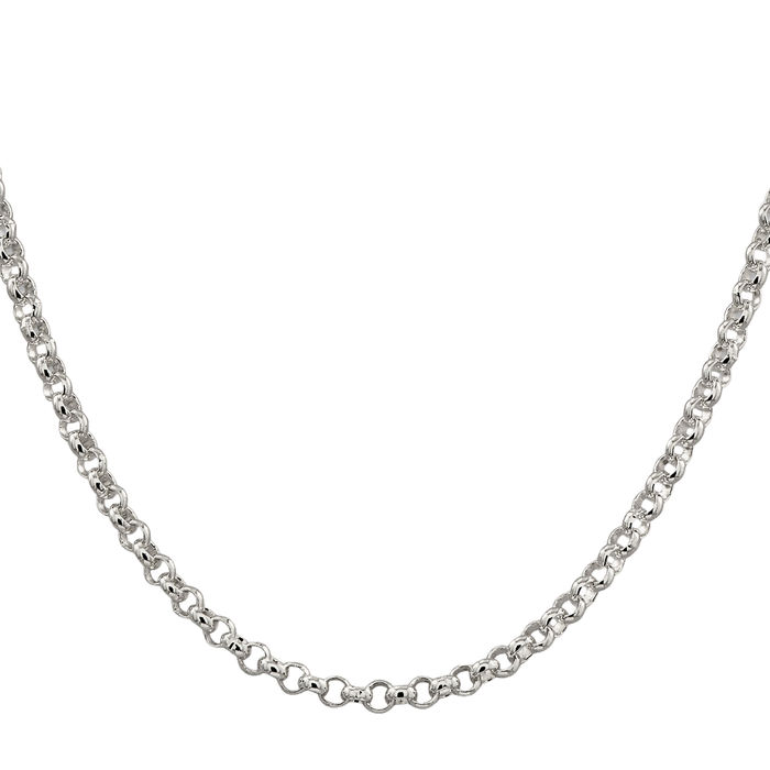 925 Sterling Silver 4mm Cable Rolo Link Chain Belcher Necklace