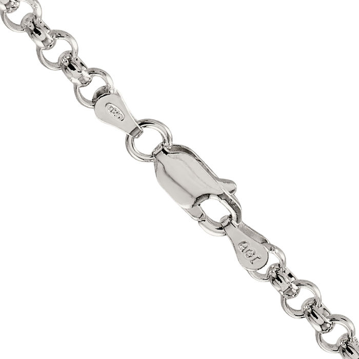 925 Sterling Silver 4mm Cable Rolo Link Chain Belcher Necklace