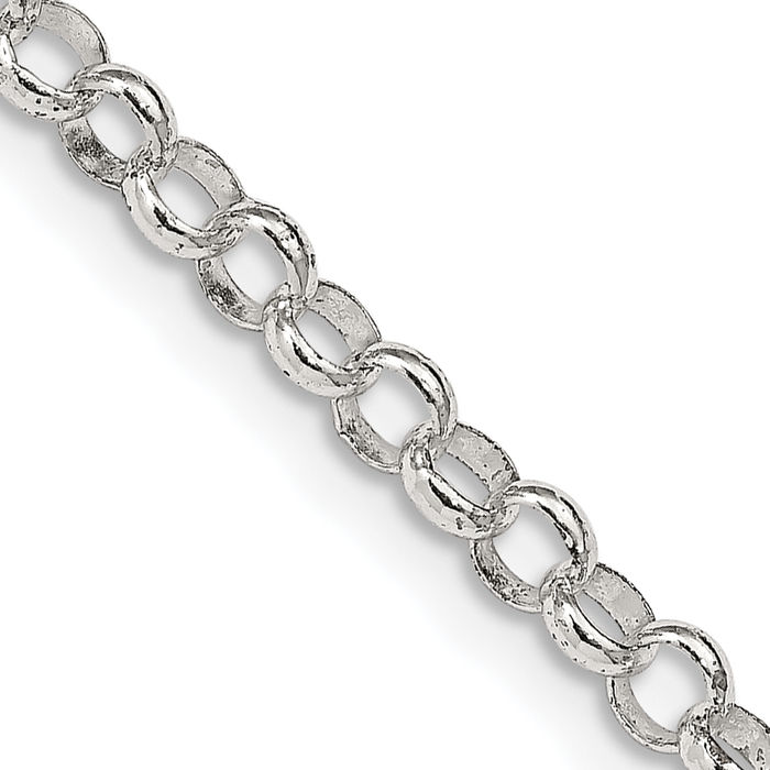 925 Sterling Silver 4mm Cable Rolo Link Chain Belcher Necklace