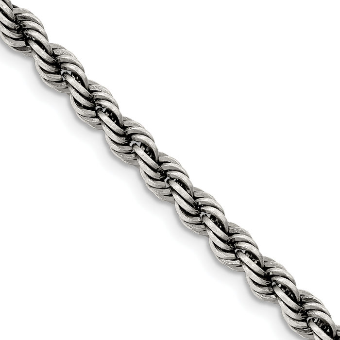 925 Sterling Silver 4.5mm Rope Chain Twisted Link Necklace