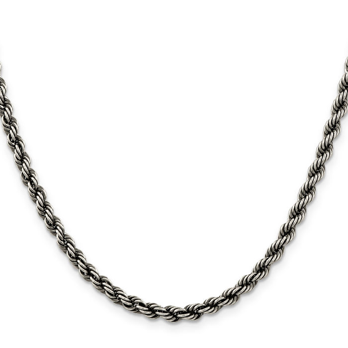 925 Sterling Silver 4.5mm Rope Chain Twisted Link Necklace