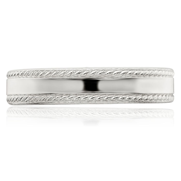 925 Sterling Silver 4mm Rope Edge Plain Classic Wedding Band Ring