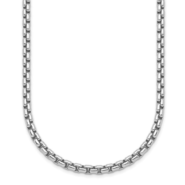 925 Sterling Silver 4mm Round Box Link Chain Necklace