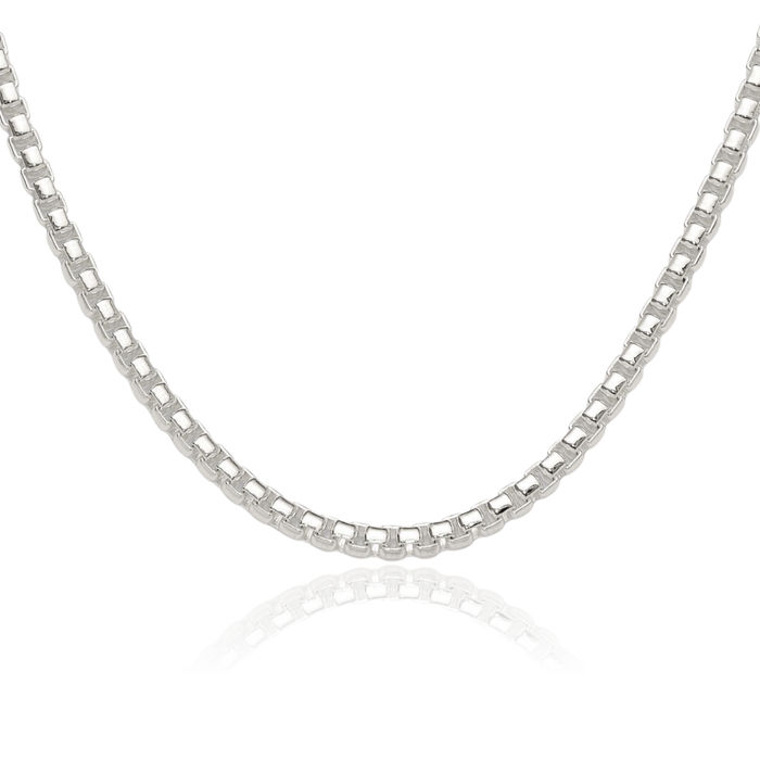 925 Sterling Silver 4mm Round Box Link Chain Necklace