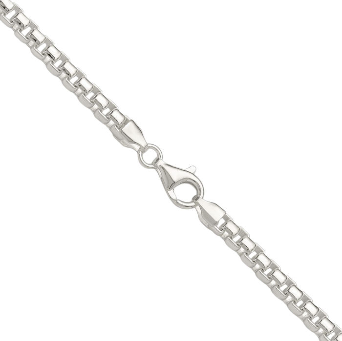 925 Sterling Silver 4mm Round Box Link Chain Necklace