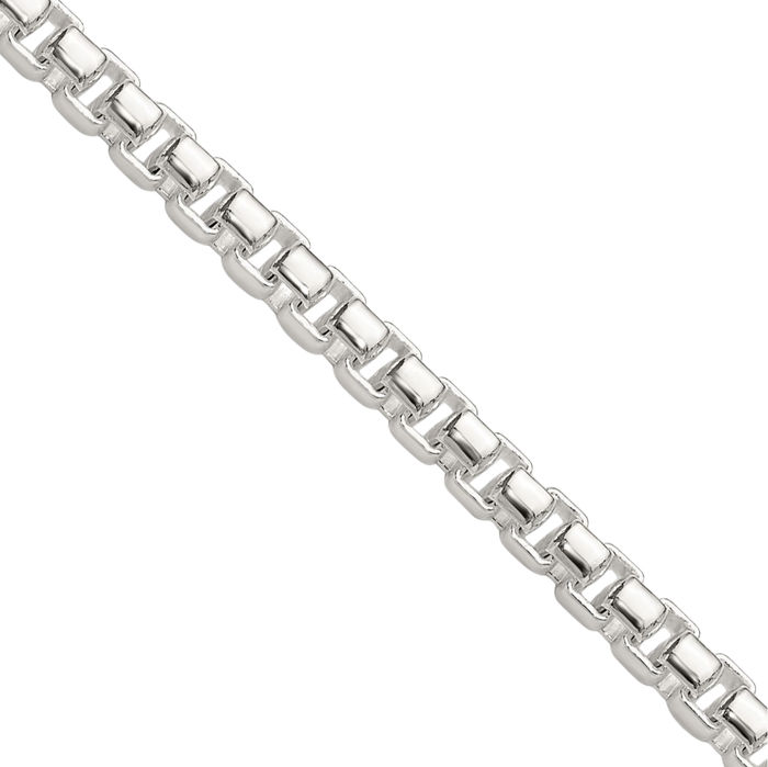 925 Sterling Silver 4mm Round Box Link Chain Necklace