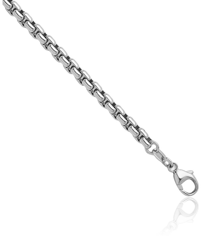 925 Sterling Silver 4mm Round Box Link Chain Necklace