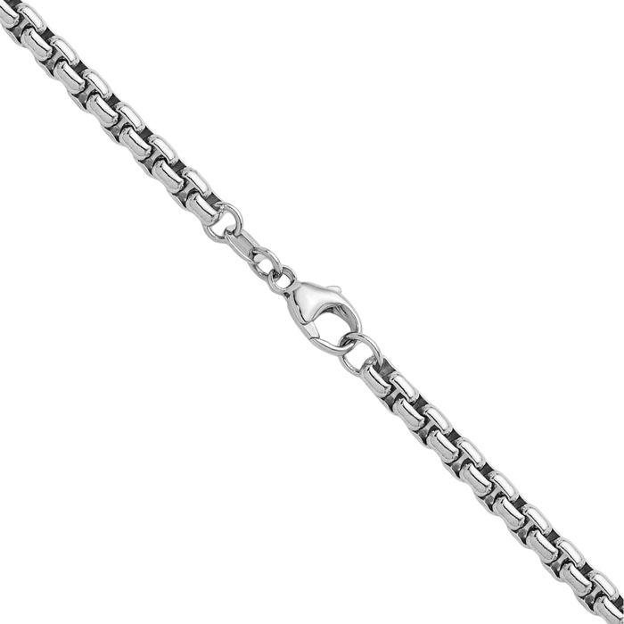 925 Sterling Silver 4mm Round Box Link Chain Necklace