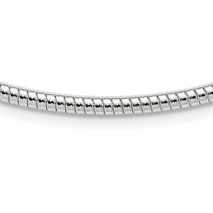 925 Sterling Silver 4mm Round Cubetto Omega Snake Chain Herringbone Necklace