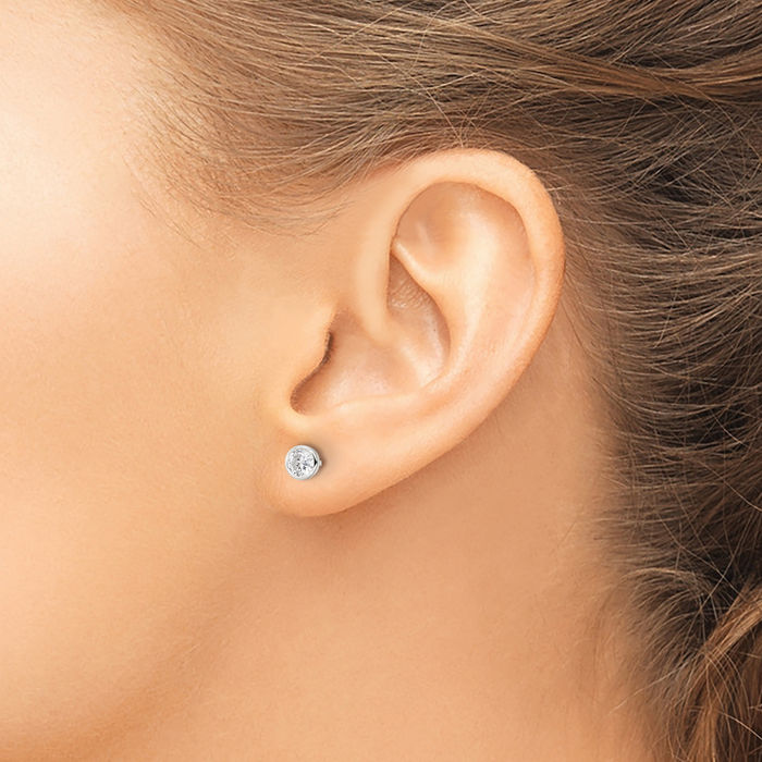 925 Sterling Silver 4mm Round Cubic Zirconia CZ Stud Earrings