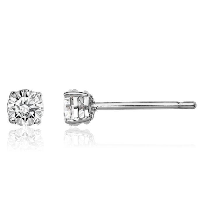 925 Sterling Silver 4mm Round Cubic Zirconia CZ Stud Earrings