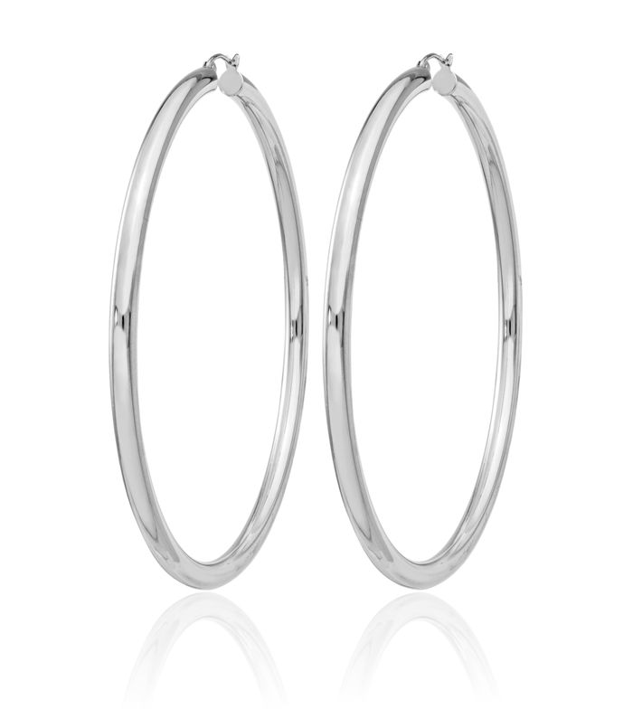 925 Sterling Silver 4mm Round Extra Large Hoop Earrings