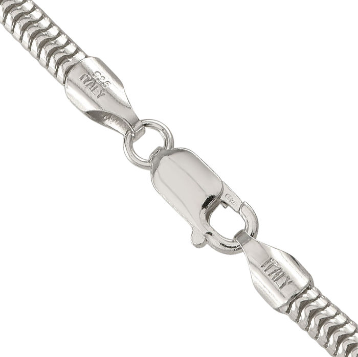 925 Sterling Silver 4mm Round Cubetto Omega Snake Chain Herringbone Necklace