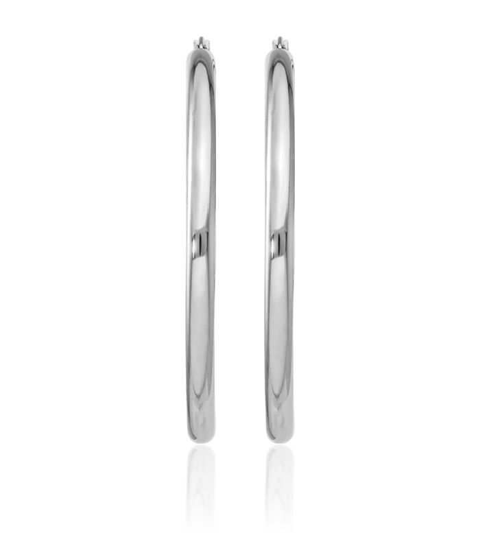 925 Sterling Silver 4mm Round Large Hoop Earrings