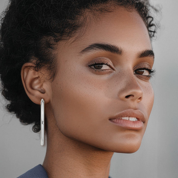 925 Sterling Silver 4mm Round Large Hoop Earrings