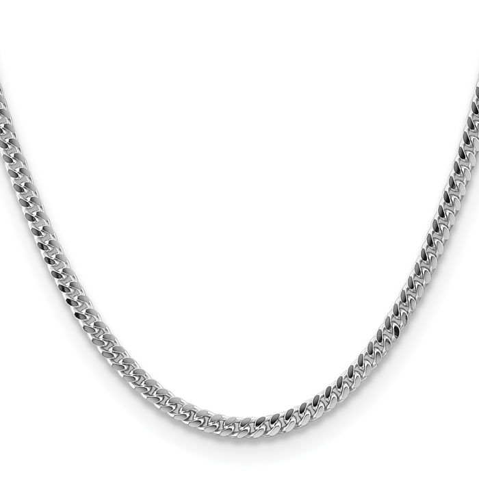 925 Sterling Silver 4mm Side Curb Link Chain Necklace