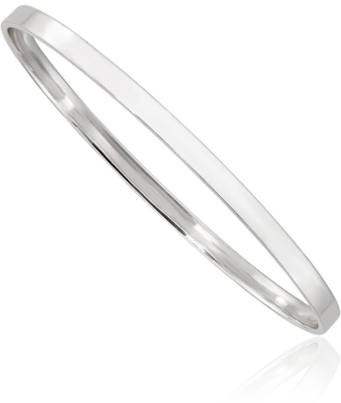 925 Sterling Silver 4mm Slip On Bangle Bracelet