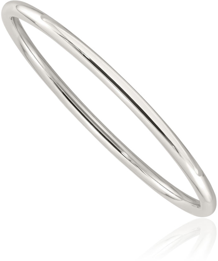 925 Sterling Silver 4mm Tube Slip On Bangle Bracelet