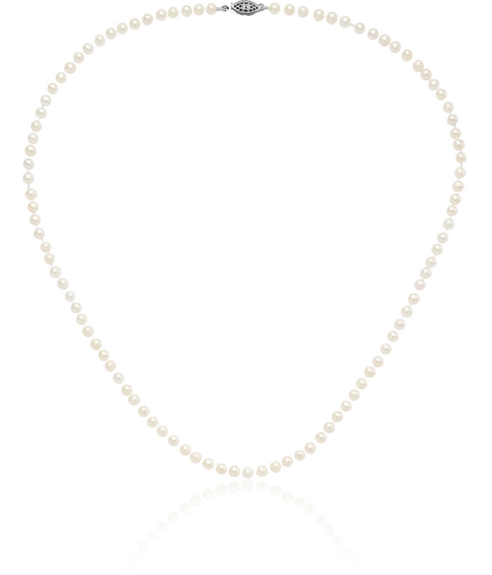 925 Sterling Silver 4mm White Near Round Freshwater Cultured Pearl Necklace Chain