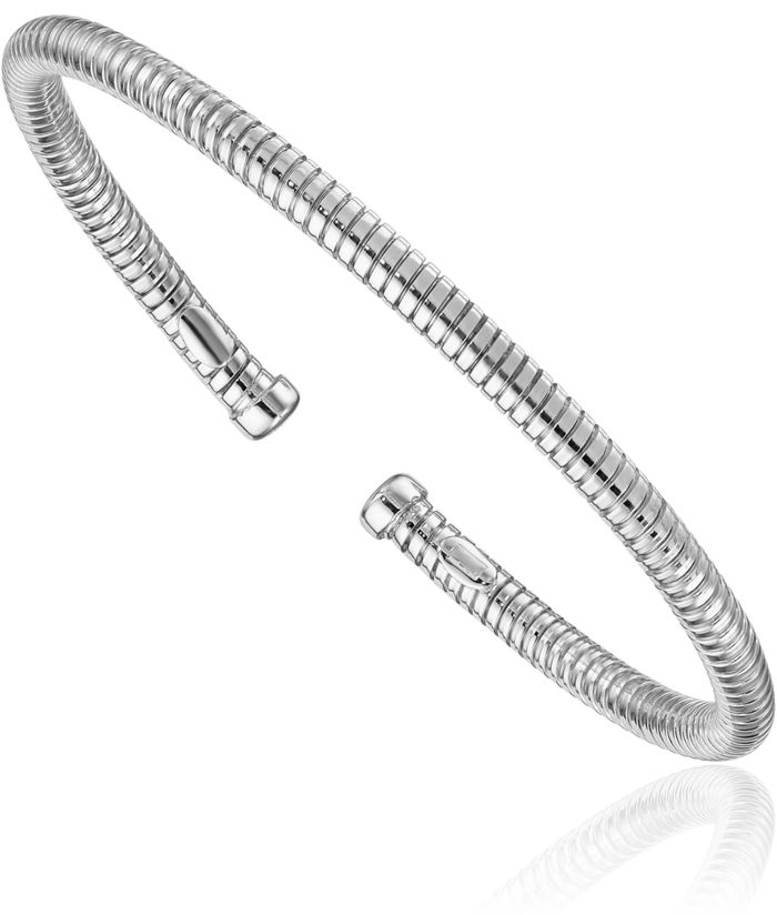 925 Sterling Silver 4mm Wrapped Cuff Bracelet