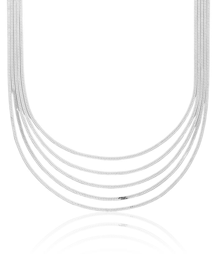 925 Sterling Silver 5 Strand Herringbone Chain Necklace