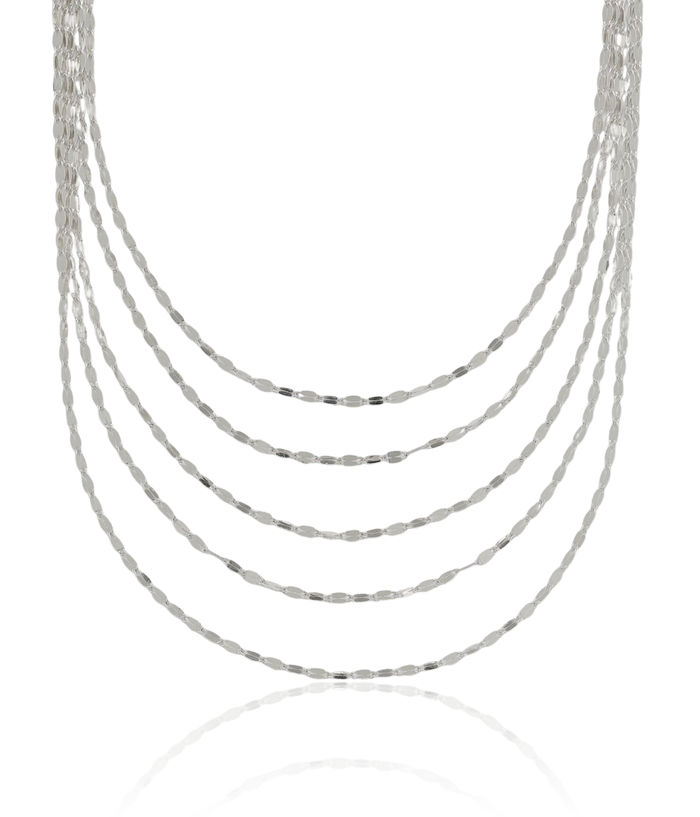 925 Sterling Silver 5 Strand Link Chain Layering Necklace