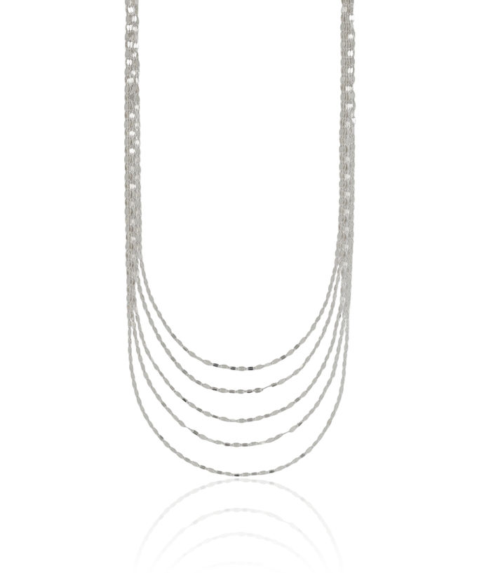 925 Sterling Silver 5 Strand Link Chain Layering Necklace