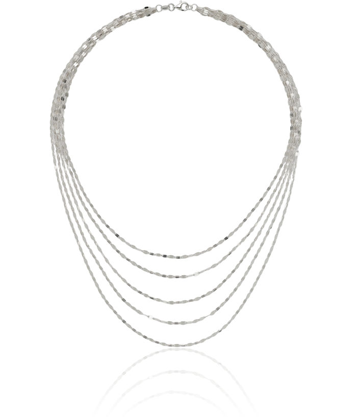 925 Sterling Silver 5 Strand Link Chain Layering Necklace