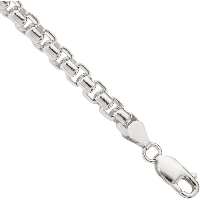 925 Sterling Silver 5.2mm Round Box Link Chain Bracelet