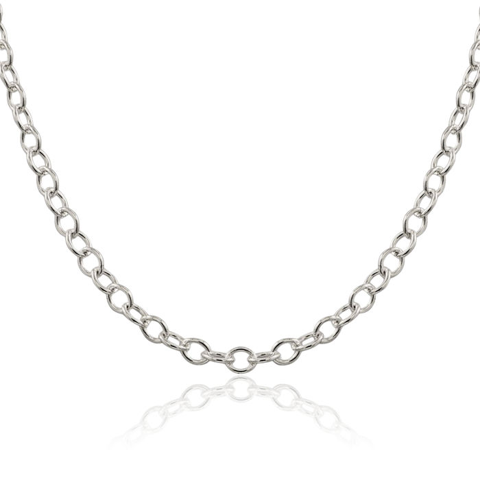 925 Sterling Silver 5.3mm Oval Cable Rolo Link Chain Belcher Necklace