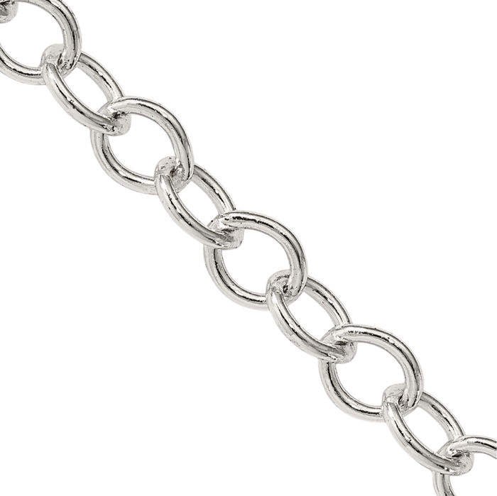 925 Sterling Silver 5.3mm Oval Cable Rolo Link Chain Belcher Necklace