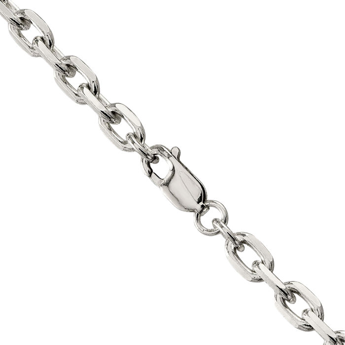 925 Sterling Silver 5.4mm Oval Cable Rolo Link Chain Belcher Necklace