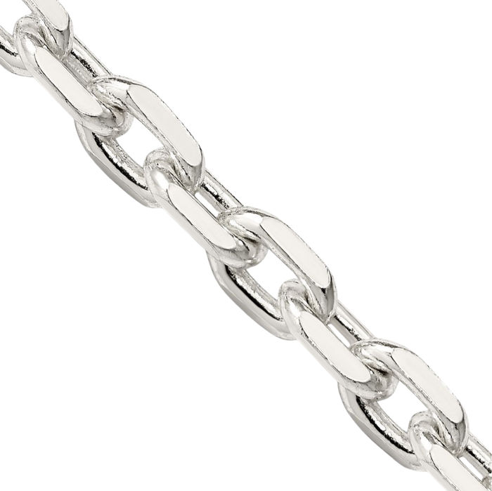 925 Sterling Silver 5.4mm Oval Cable Rolo Link Chain Belcher Necklace