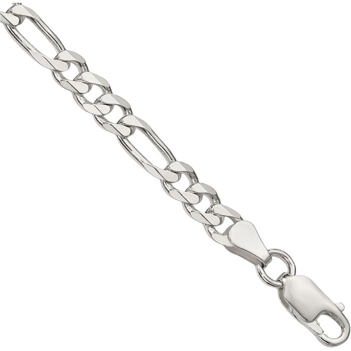 925 Sterling Silver 5.5mm Figaro Link Chain Bracelet