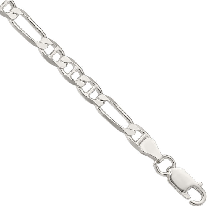 925 Sterling Silver 5.5mm Figaro Link Anchor Mariner Chain Bracelet