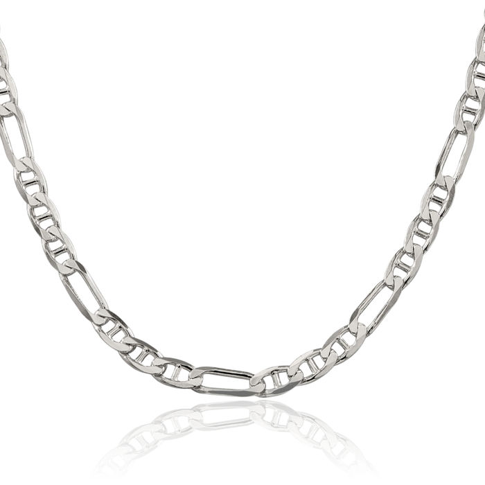 925 Sterling Silver 5.5mm Figaro Link Anchor Mariner Chain Necklace