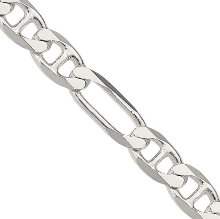 925 Sterling Silver 5.5mm Figaro Link Anchor Mariner Chain Necklace