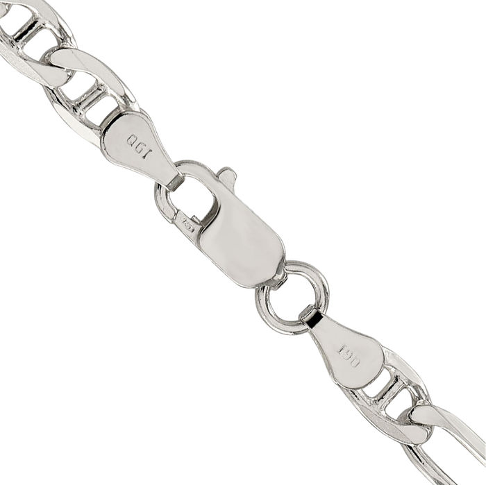 925 Sterling Silver 5.5mm Figaro Link Anchor Mariner Chain Necklace