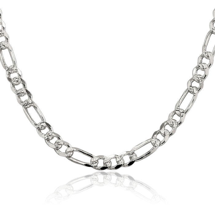 925 Sterling Silver 5.5mm Figaro Link Chain Necklace