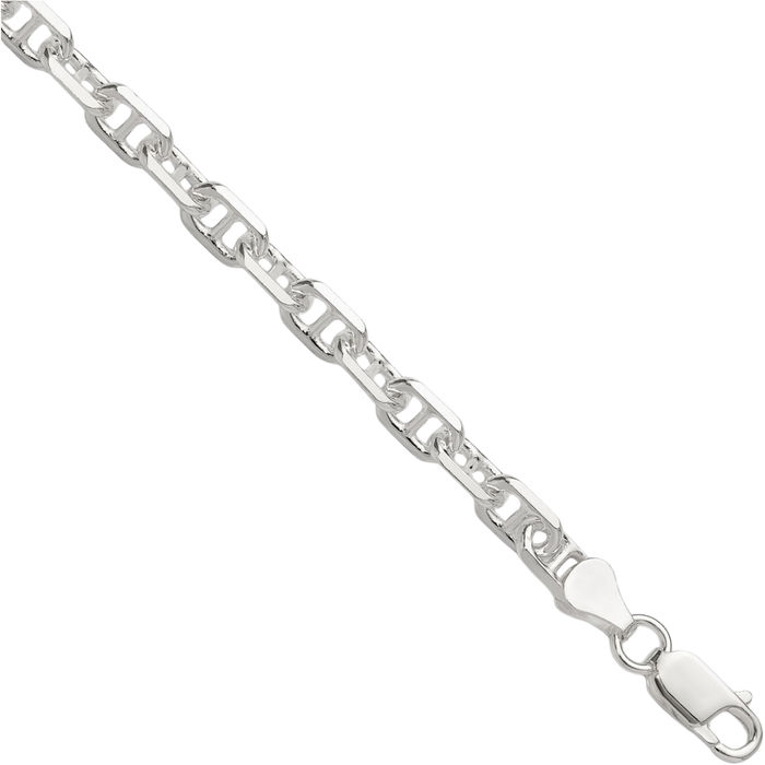 925 Sterling Silver 5.5mm Anchor Mariner Link Chain Bracelet