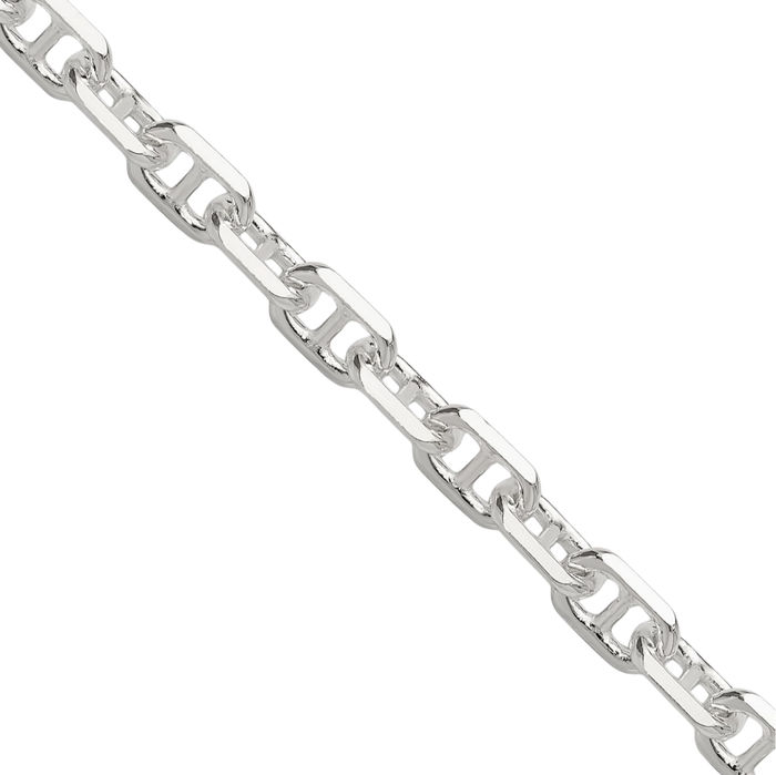 925 Sterling Silver 5.5mm Anchor Mariner Link Chain Necklace