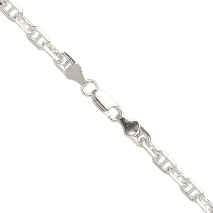 925 Sterling Silver 5.5mm Anchor Mariner Link Chain Necklace