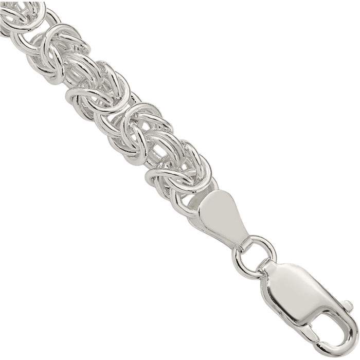 925 Sterling Silver 5.5mm Round Byzantine Link Chain Bracelet